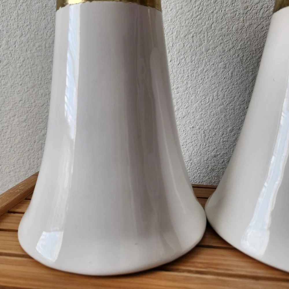 Christmas 2016‎ Hobby Lobby Gold White Pedestal Pillar Candle Holders Set Of 2